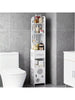 EZIFY 1PC Slim Corner Bathroom Storage Cabinet, Space-Saving Freestanding PVC Rack With Toilet Paper Holder, Easy Assembly Home Organizer Shelf